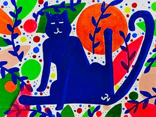 Gato, el gattita, Cat, meow, abstract, leg up, blue cat